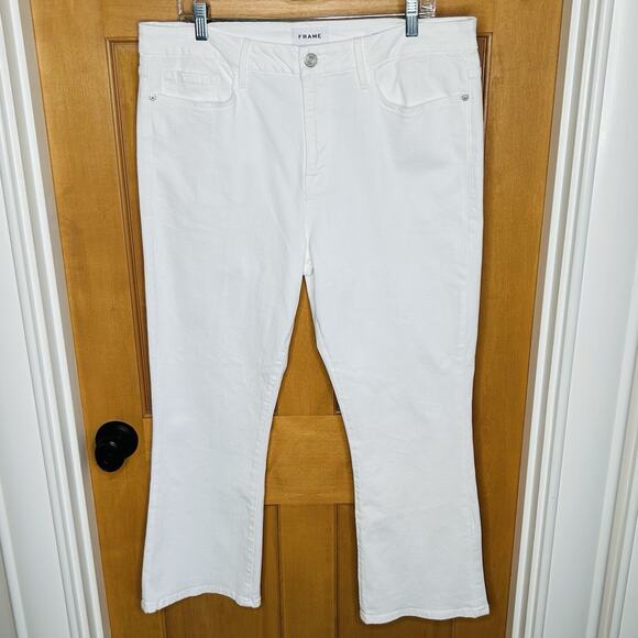 Frame Le Crop Mini Boot Jeans Size 33 White Denim Bootcut High Rise NWT - Picture 1 of 8